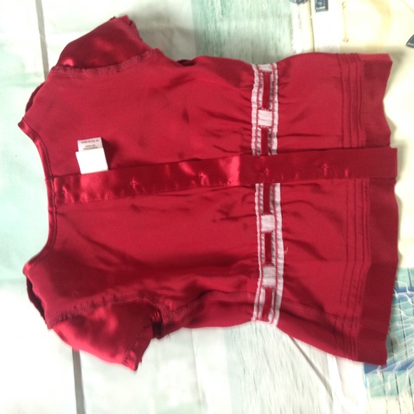 Janie & Jack Red Satin Girls 12-18 M Blouse Top - Picture 4 of 8